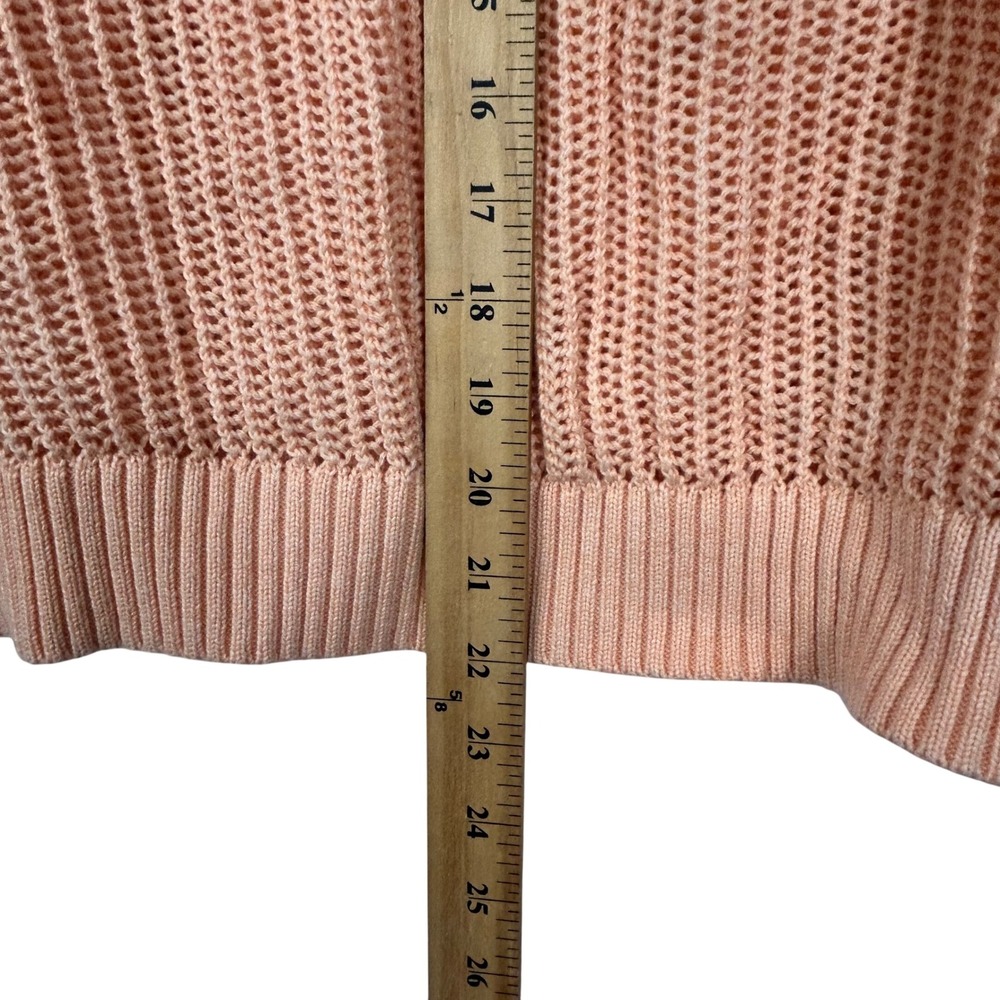 Forte Cashmere Sweater Womens Large Peach Cotton Open Knit Mesh Pullover - Picture 6 of 9